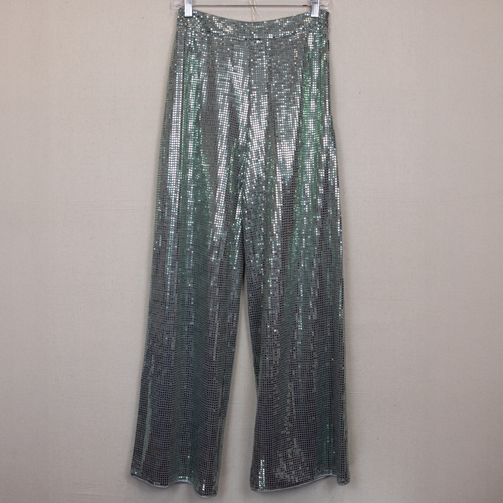 Cider Disco Diva green metallic trousers NWT-S